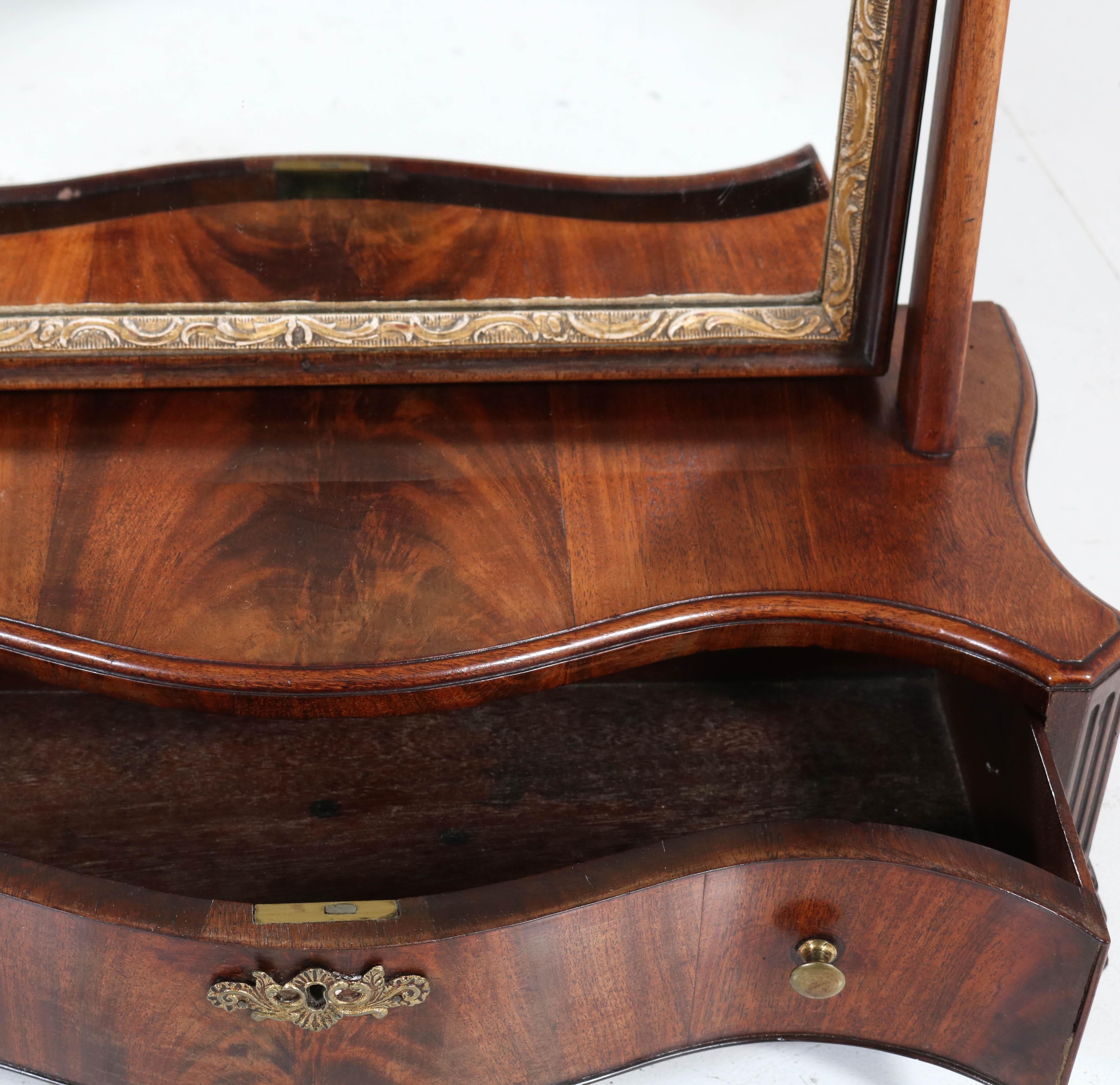 Mahogany Dutch Biedermeier Table Mirror or Vanity, 1830s For Sale 3