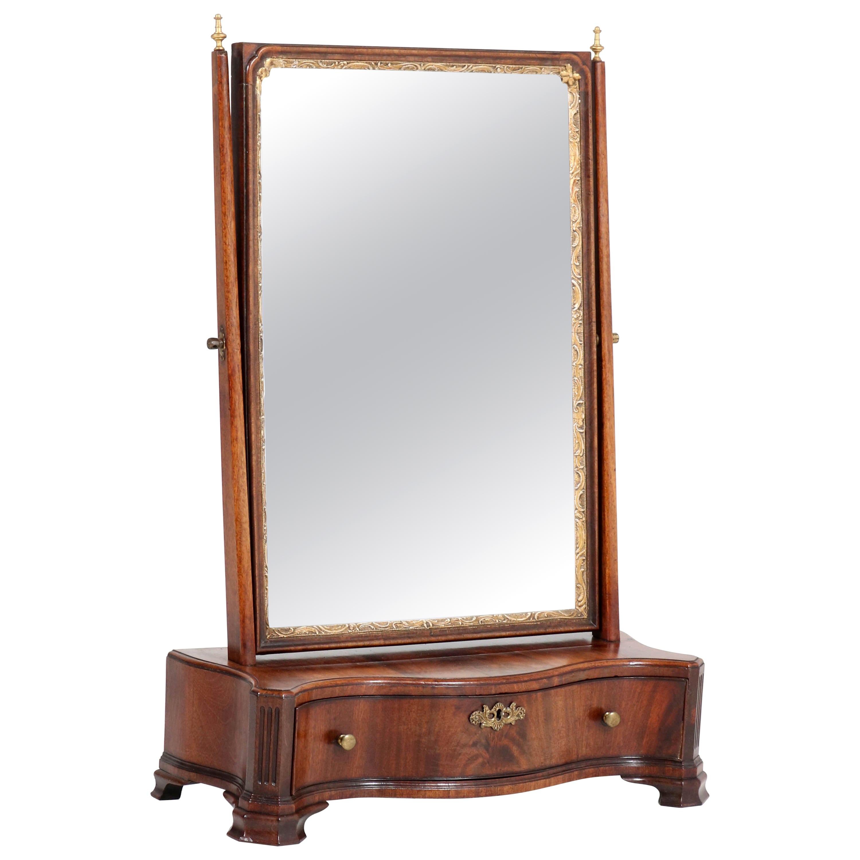 Mahogany Dutch Biedermeier Table Mirror or Vanity, 1830s
