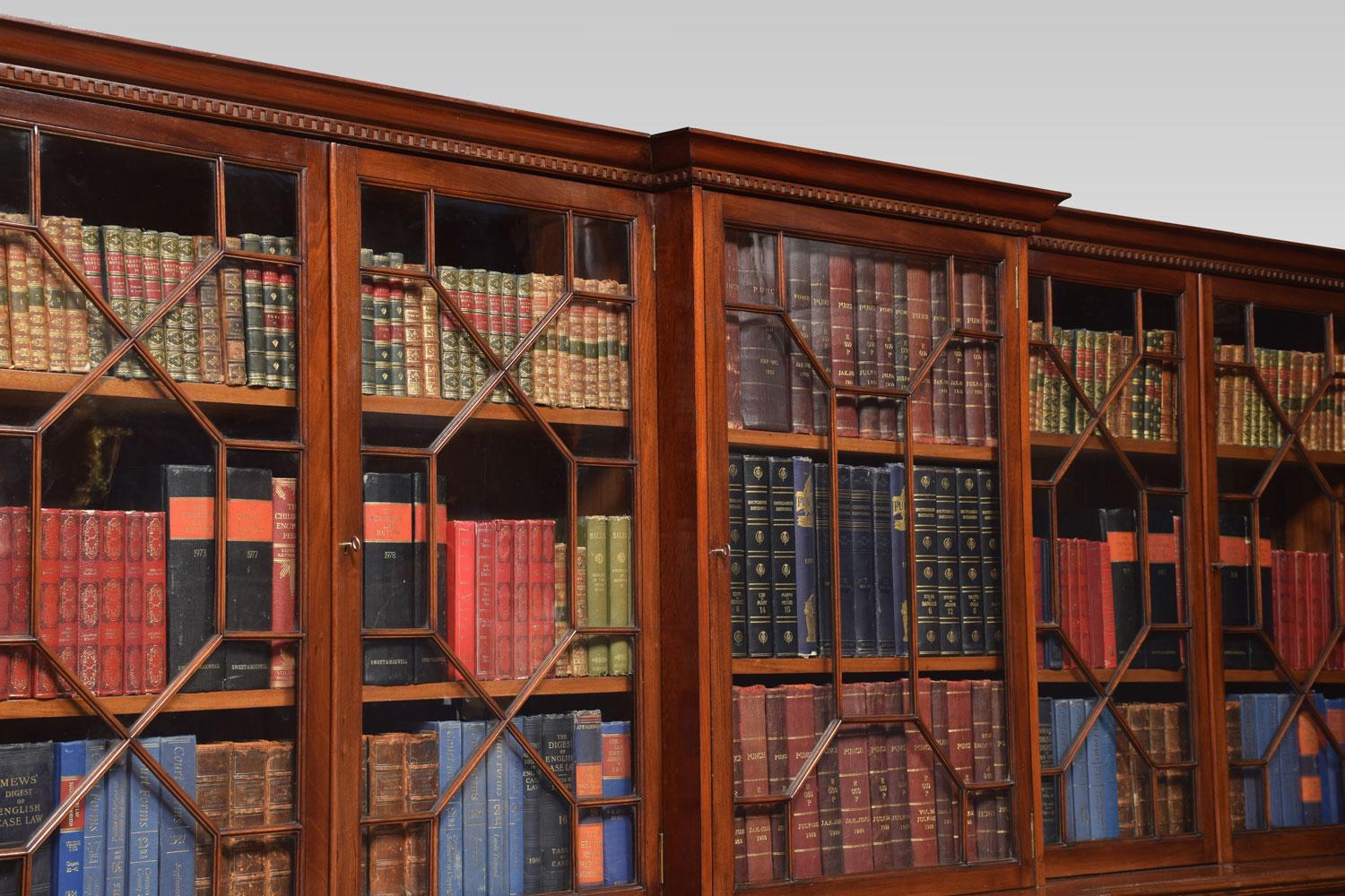 20th Century Mahogany Dwarf Breakfront Library Bookcase