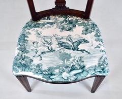 Mahogany Side Chair in Brunschwig & Fils Equestrian Upholstery