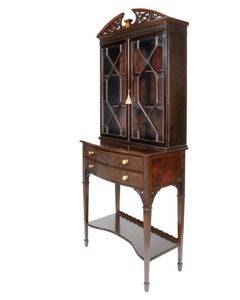 Mahogany Edwardian Mapel and Co, Chippendale Revival Display Cupboard on Stand