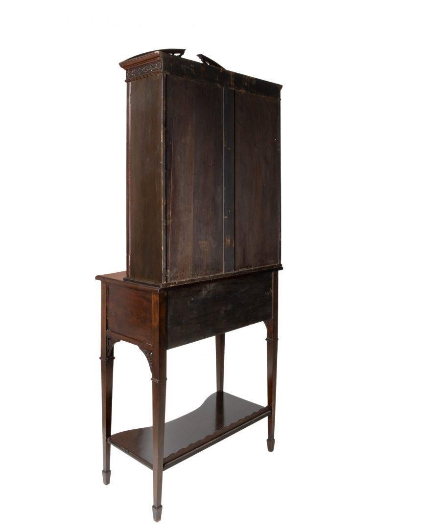 British Mahogany Edwardian Mapel and Co, Chippendale Revival Display Cupboard on Stand For Sale