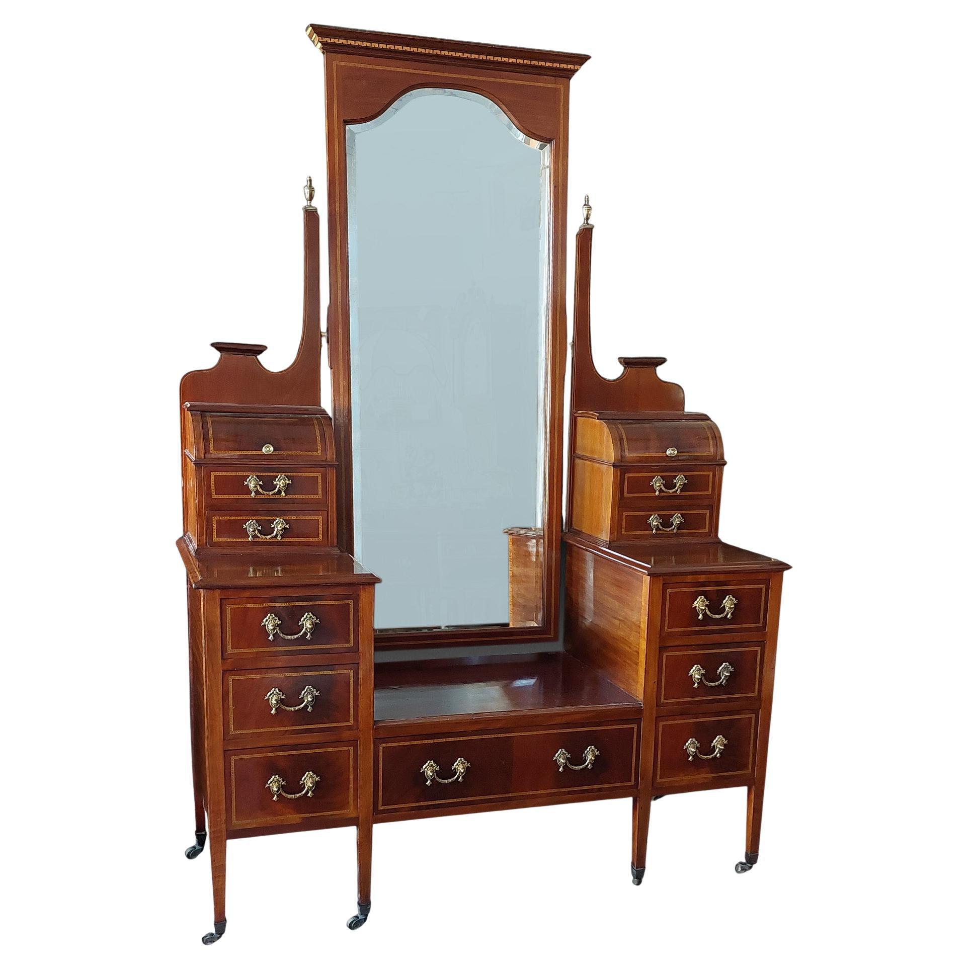 Mahogany Edwardian Mirrored Dressing Table