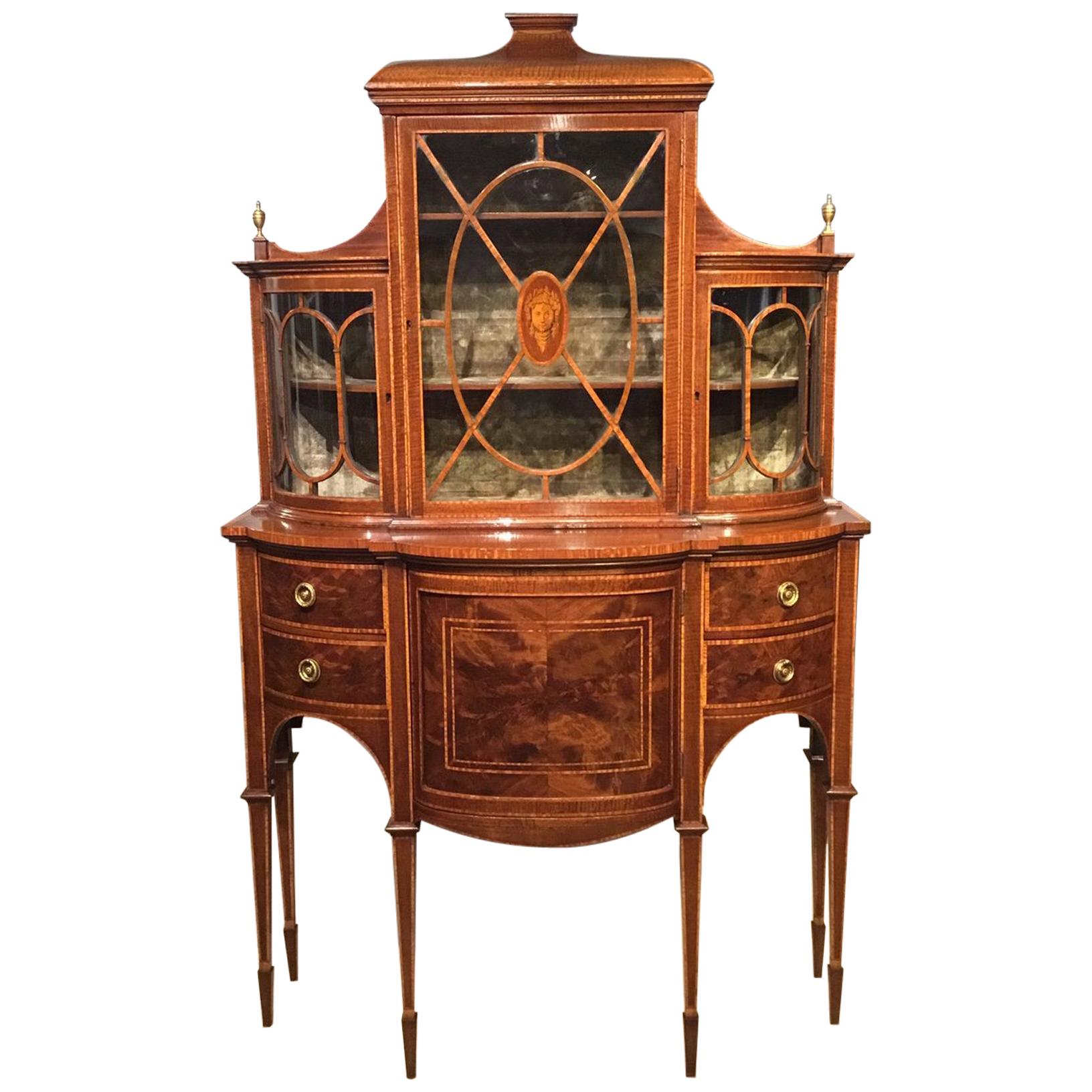 Mahogany Edwardian Period Sheraton Revival Display Cabinet