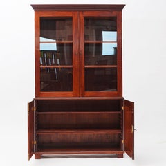 Mahogany Empire Cabinet with Glass Doors from Danish, West Indies