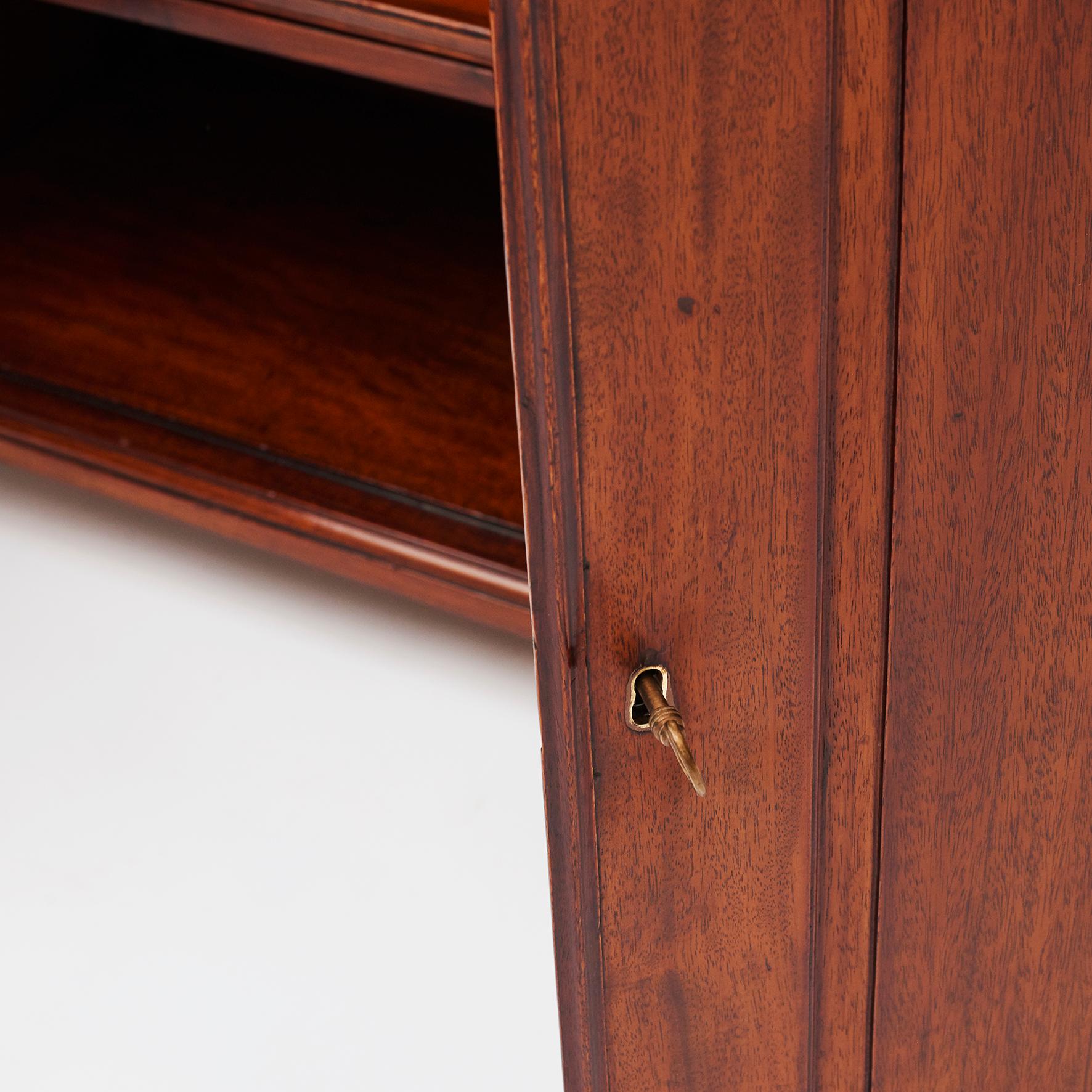 Polished Mahogany Empire Cabinet with Glass Doors from Danish, West Indies
