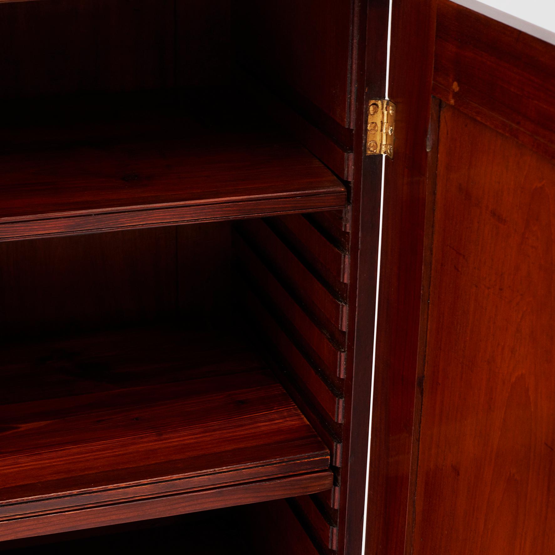 Polished Mahogany Empire Cabinet with Glass Doors from Danish, West Indies