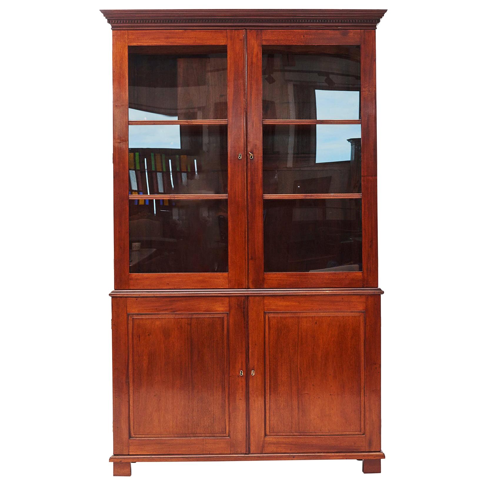 Mahogany Empire Cabinet with Glass Doors from Danish, West Indies