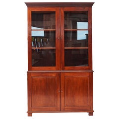 Mahogany Empire Cabinet with Glass Doors from Danish, West Indies