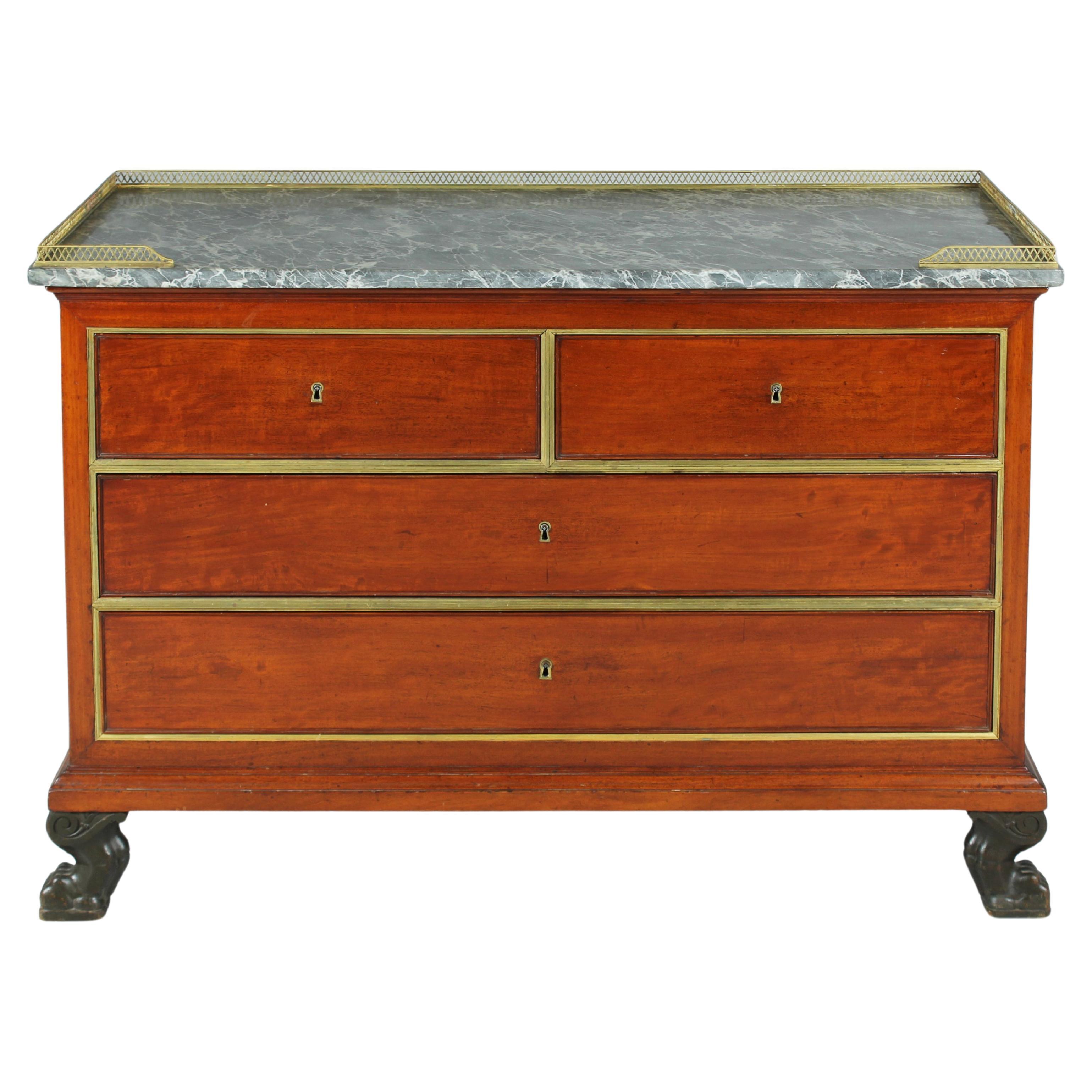 Mahogany Empire Chest Of Drawers, Stamped Jacob Frères Rue Meslée, Paris c. 1800 For Sale