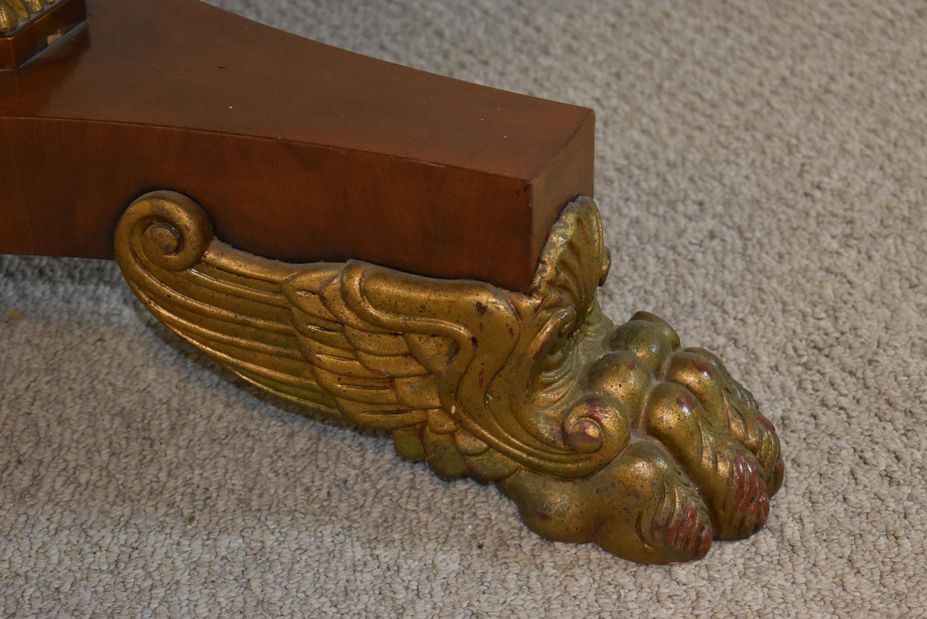 Esstisch aus Mahagoni im Empire-Stil von Baker Furniture, rund mit Blatt, Pfotenfüßen 2