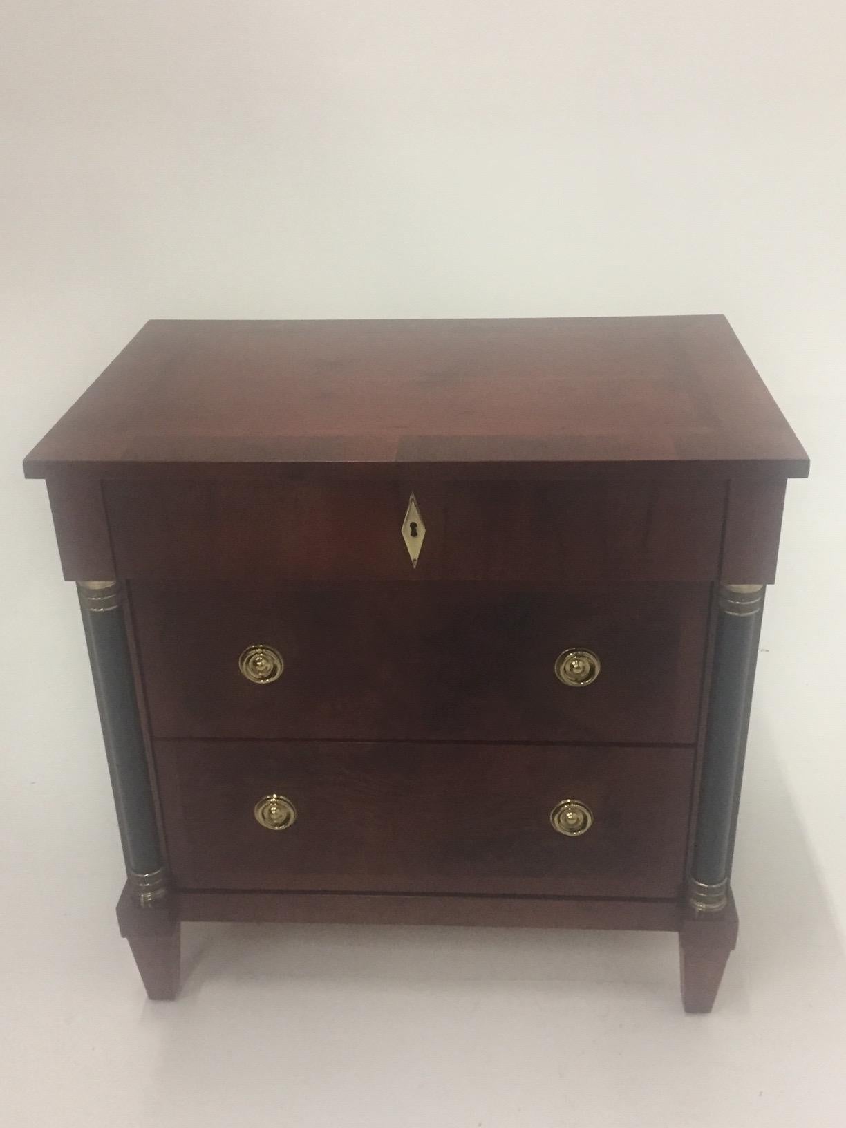 Mahogany Empire Style Small Chest of Drawers Commode For Sale 6