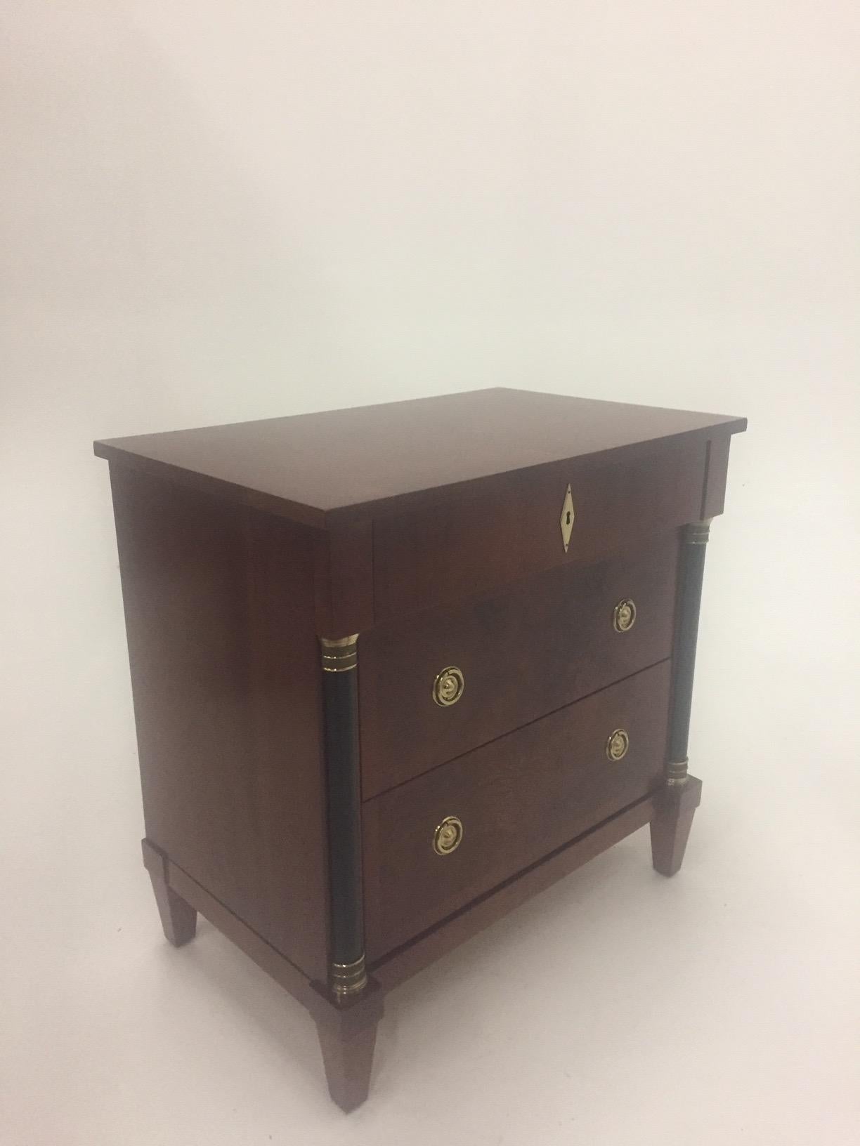 Mahogany Empire Style Small Chest of Drawers Commode For Sale 2