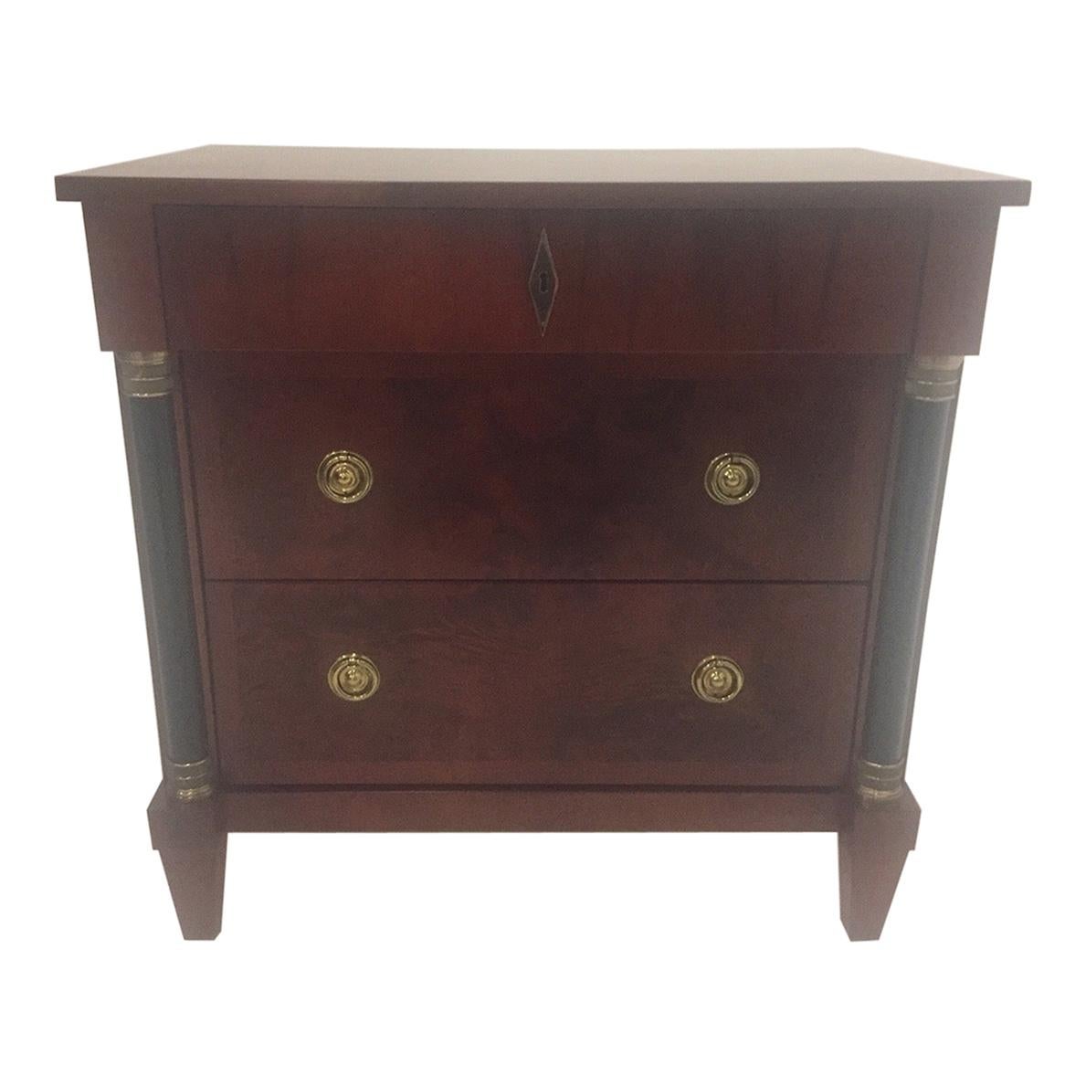 Mahogany Empire Style Small Chest of Drawers Commode