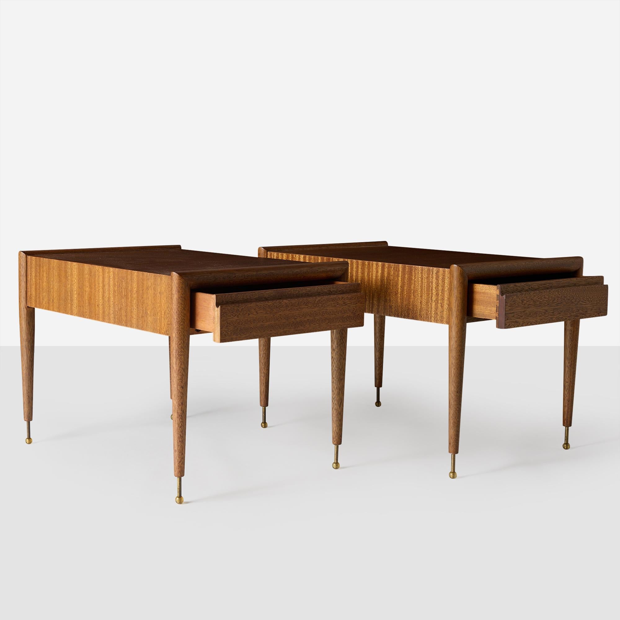 American Mahogany End Tables by John Keal for Brown Saltman For Sale