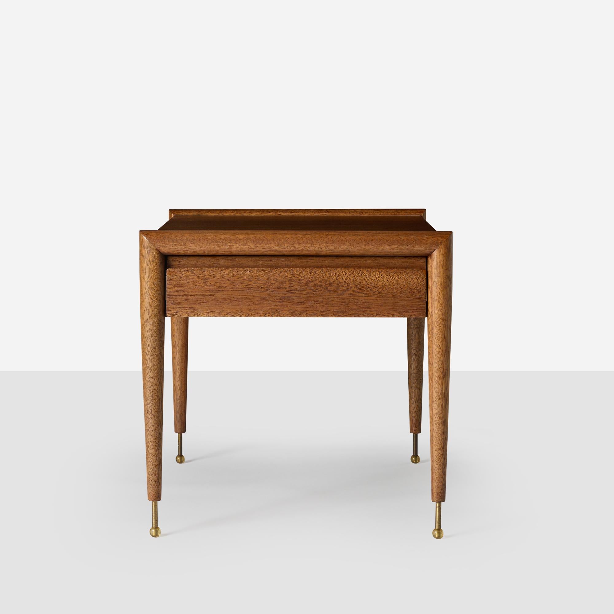 Brass Mahogany End Tables by John Keal for Brown Saltman For Sale