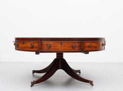 English Bevan Funell   Reprodux  Leather Top Drum Table