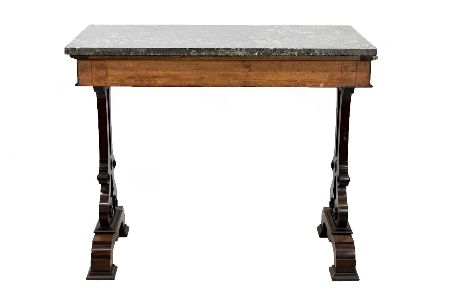  Mahogany English Marble-Top Console Table For Sale 6