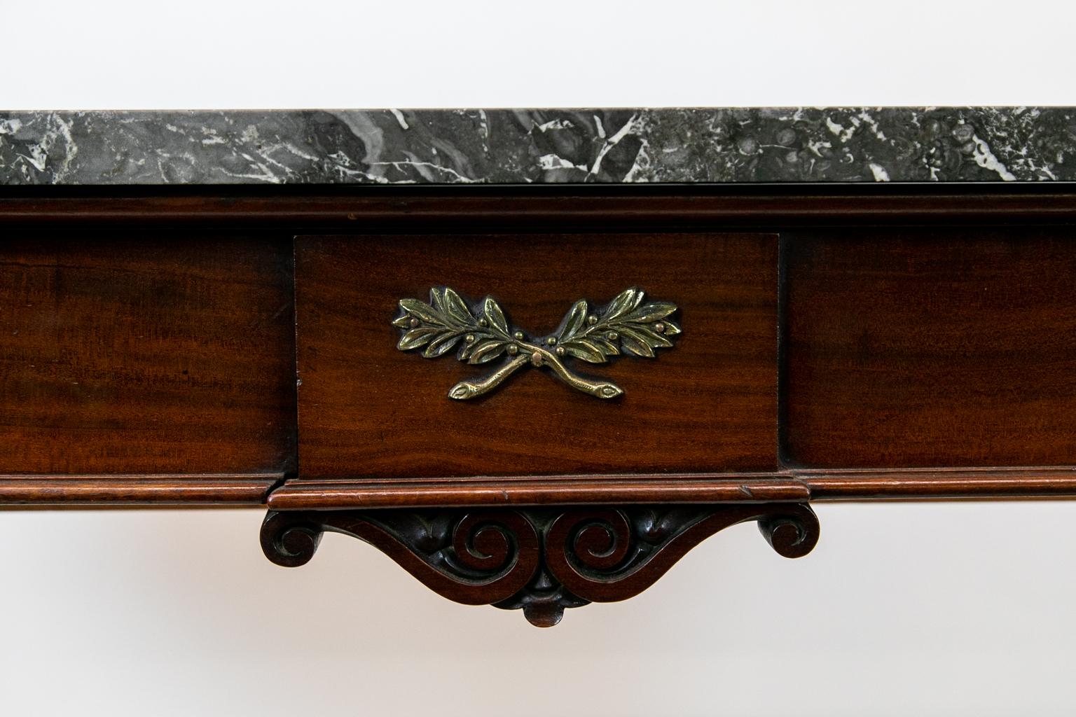 Mahogany English Marble-Top Console Table In Good Condition For Sale In Wilson, NC