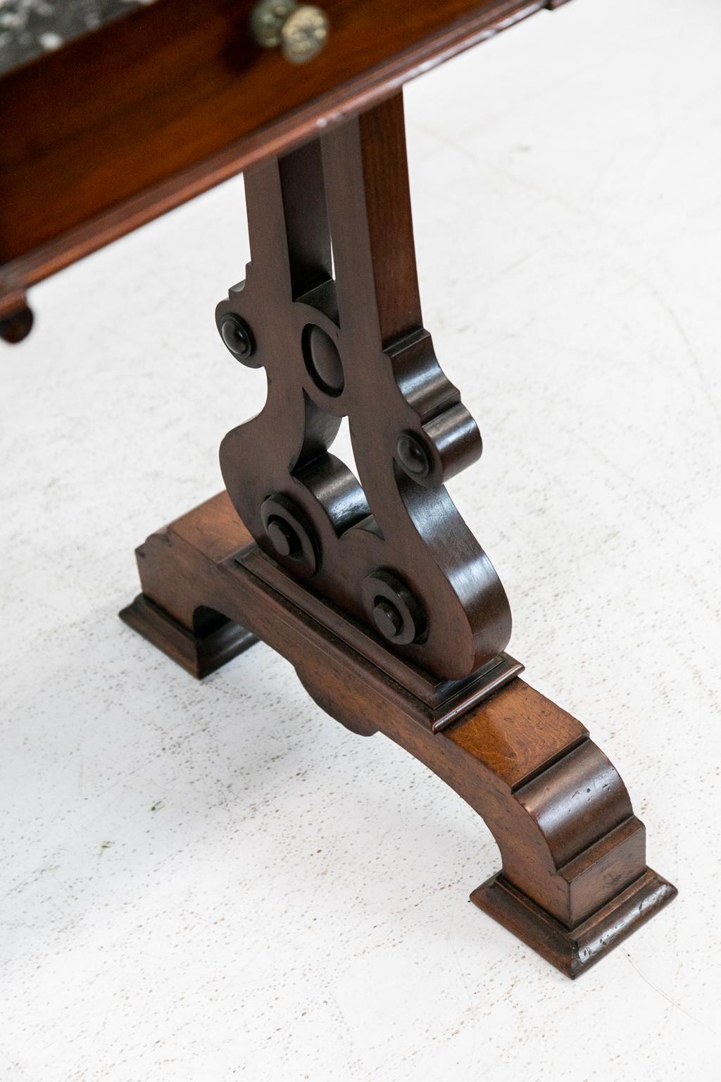 Late 19th Century Mahogany English Marble-Top Console Table For Sale