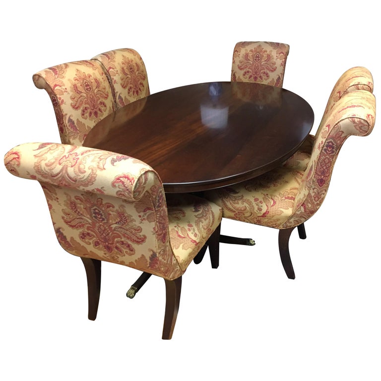 Mahogany English Oval Dining Room Table and Six ...