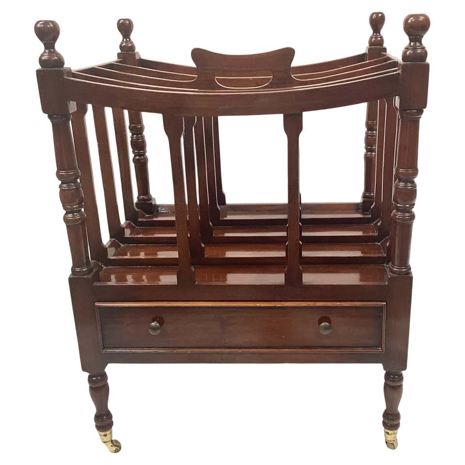 Vintage Baker Furniture Company Magazine Periodical Rack, Brass Casters ...