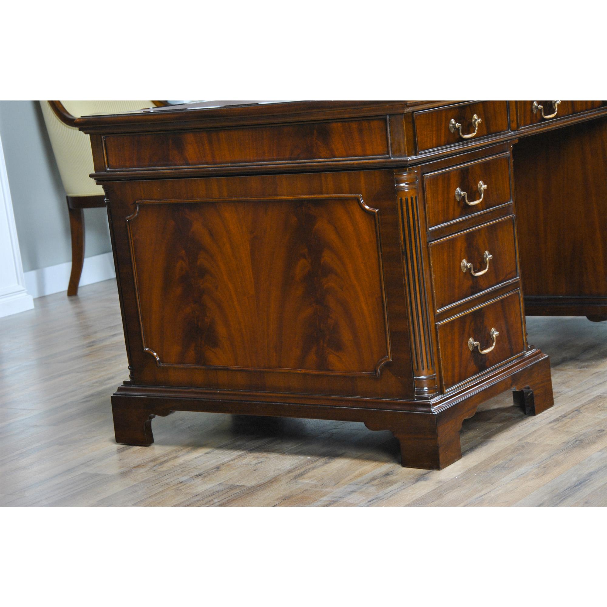 Hand-Carved Mahogany Executive Desk For Sale