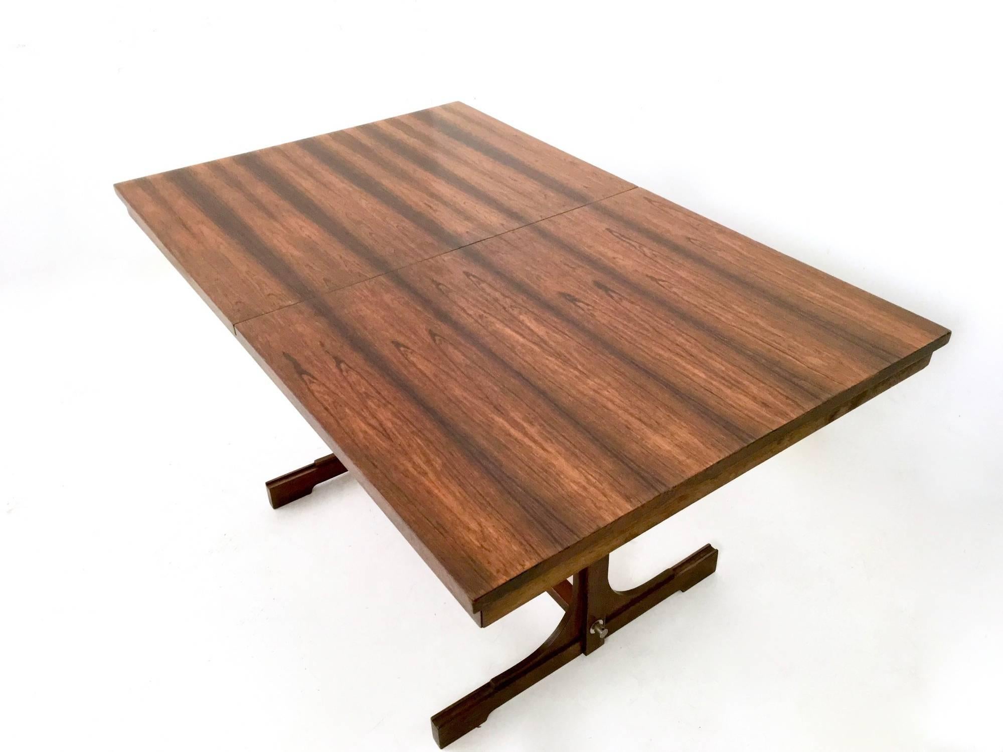 Mid-Century Modern Midcentury Rectangular Wooden Extendible Dining Table, Italy