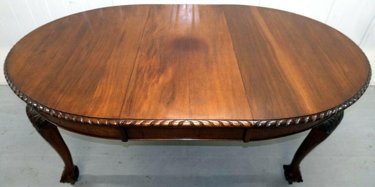 Regency Mahogany Extending Dining Table One Leaf Cabriole Legs with Claw & Ball Feet For Sale