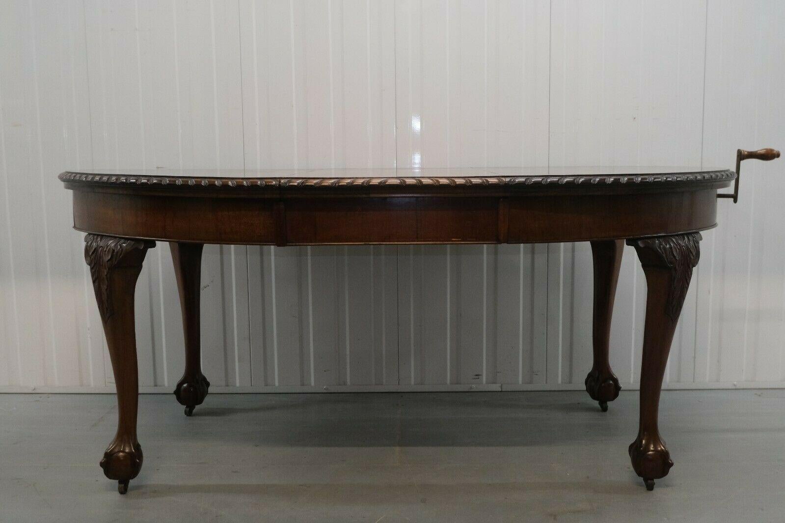 English Hardwood Extending Dining Table One Leaf Cabriole Legs with Claw & Ball Feet