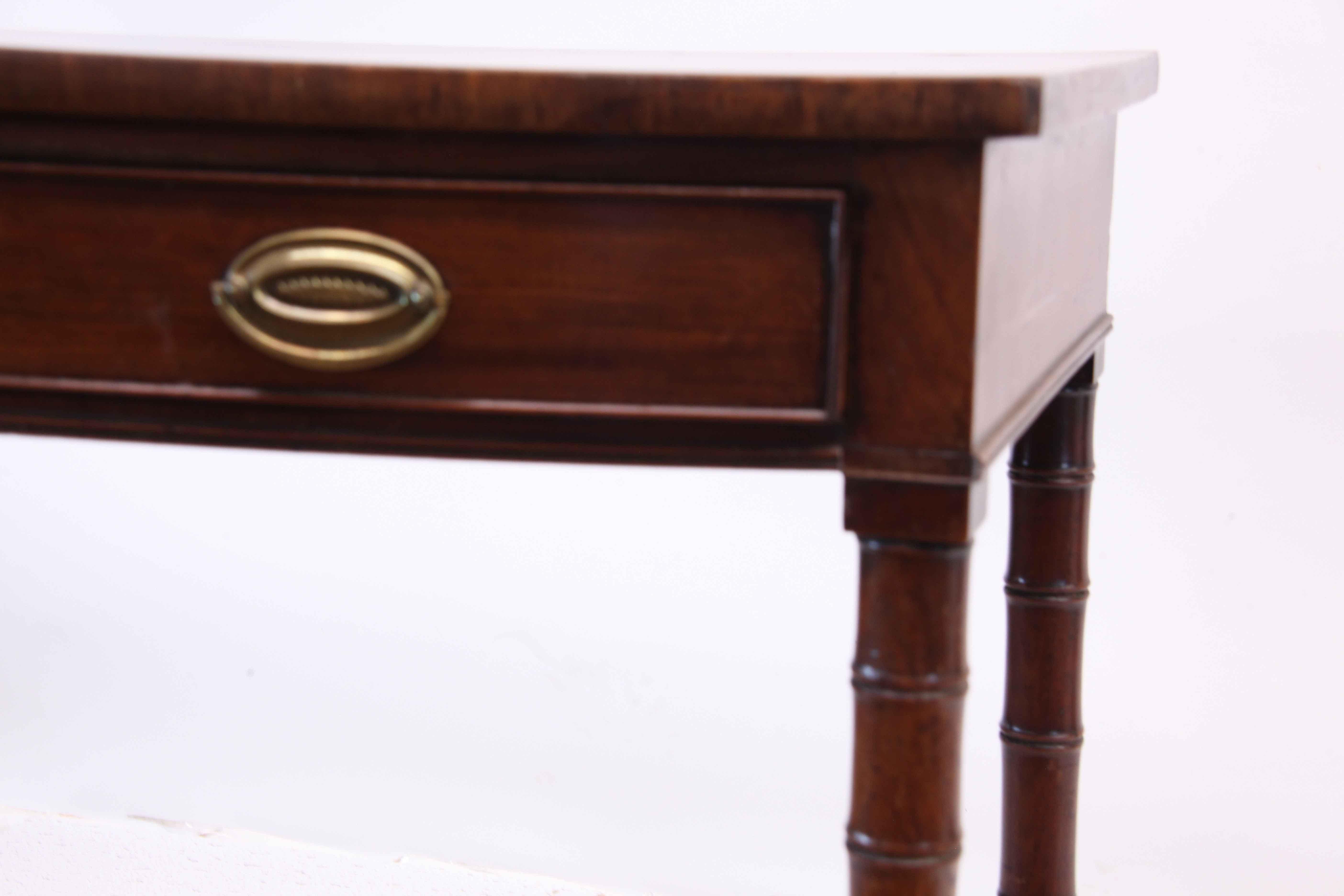 Mahogany Faux Bamboo Bow Front Table For Sale 4