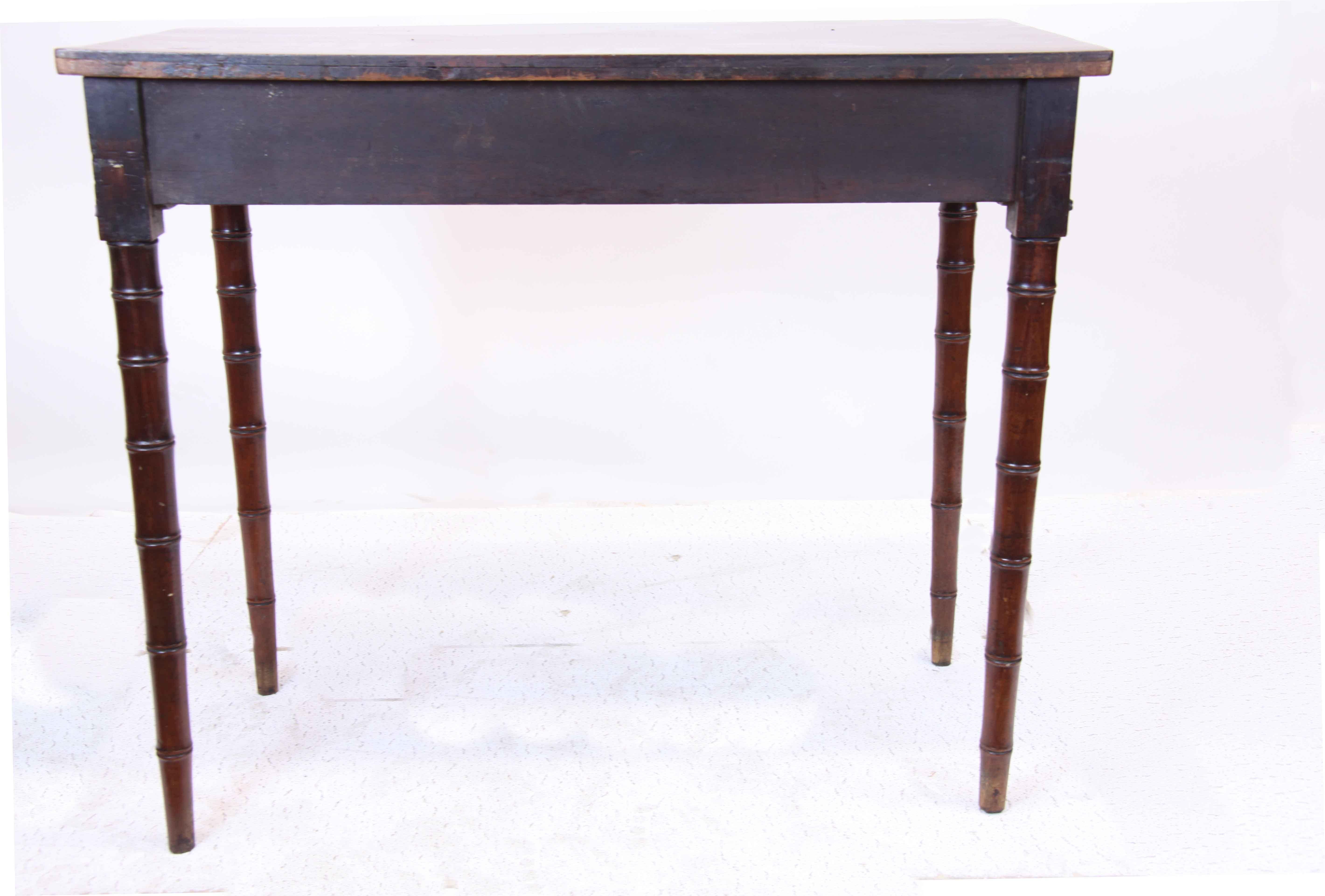 Mahogany Faux Bamboo Bow Front Table For Sale 5
