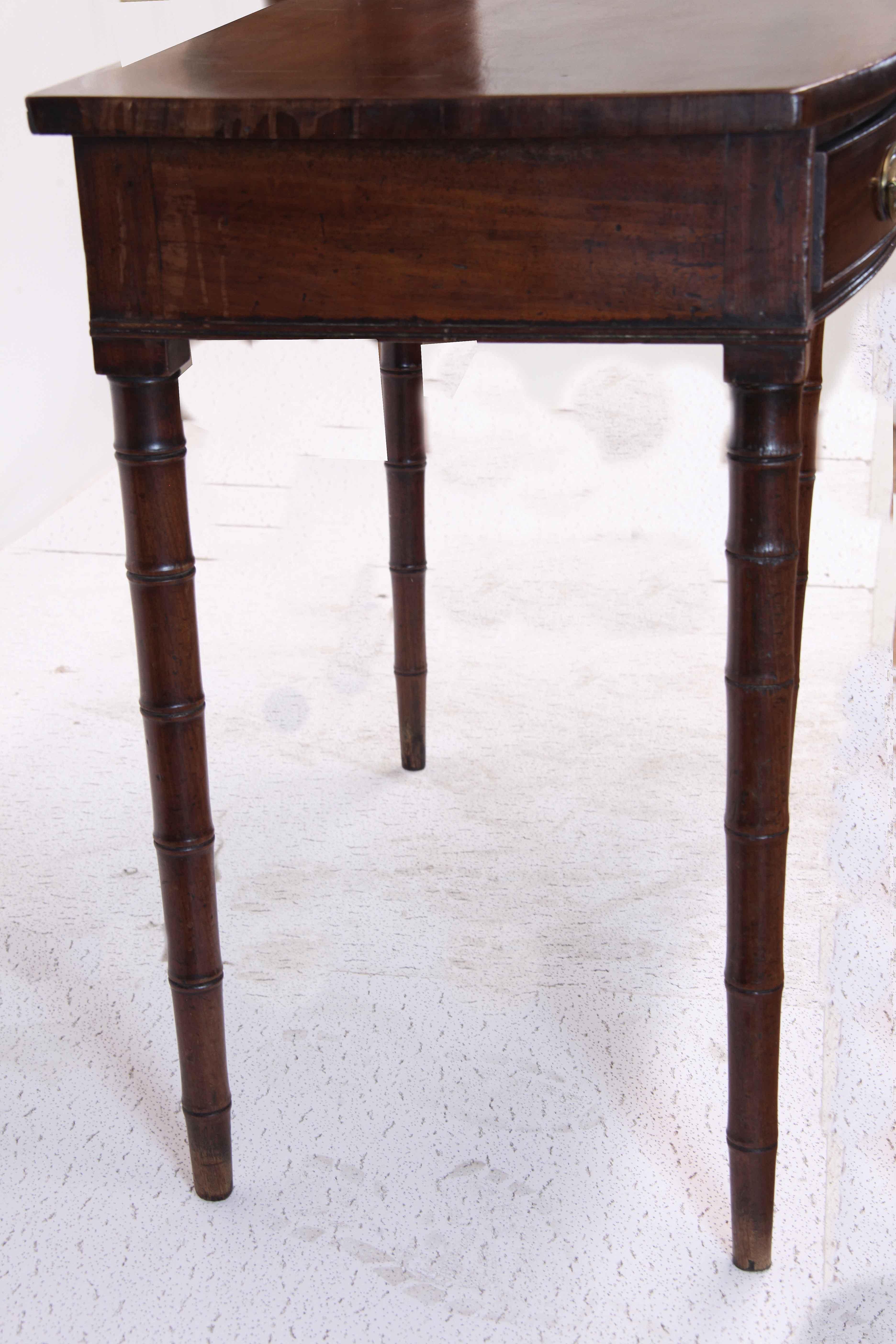 Mahogany Faux Bamboo Bow Front Table For Sale 2