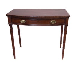 Antique Mahogany Faux Bamboo Bow Front Table