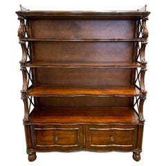 Used Mahogany Faux Bamboo Library Bookcase Étagère Shelving Unit Cabinet