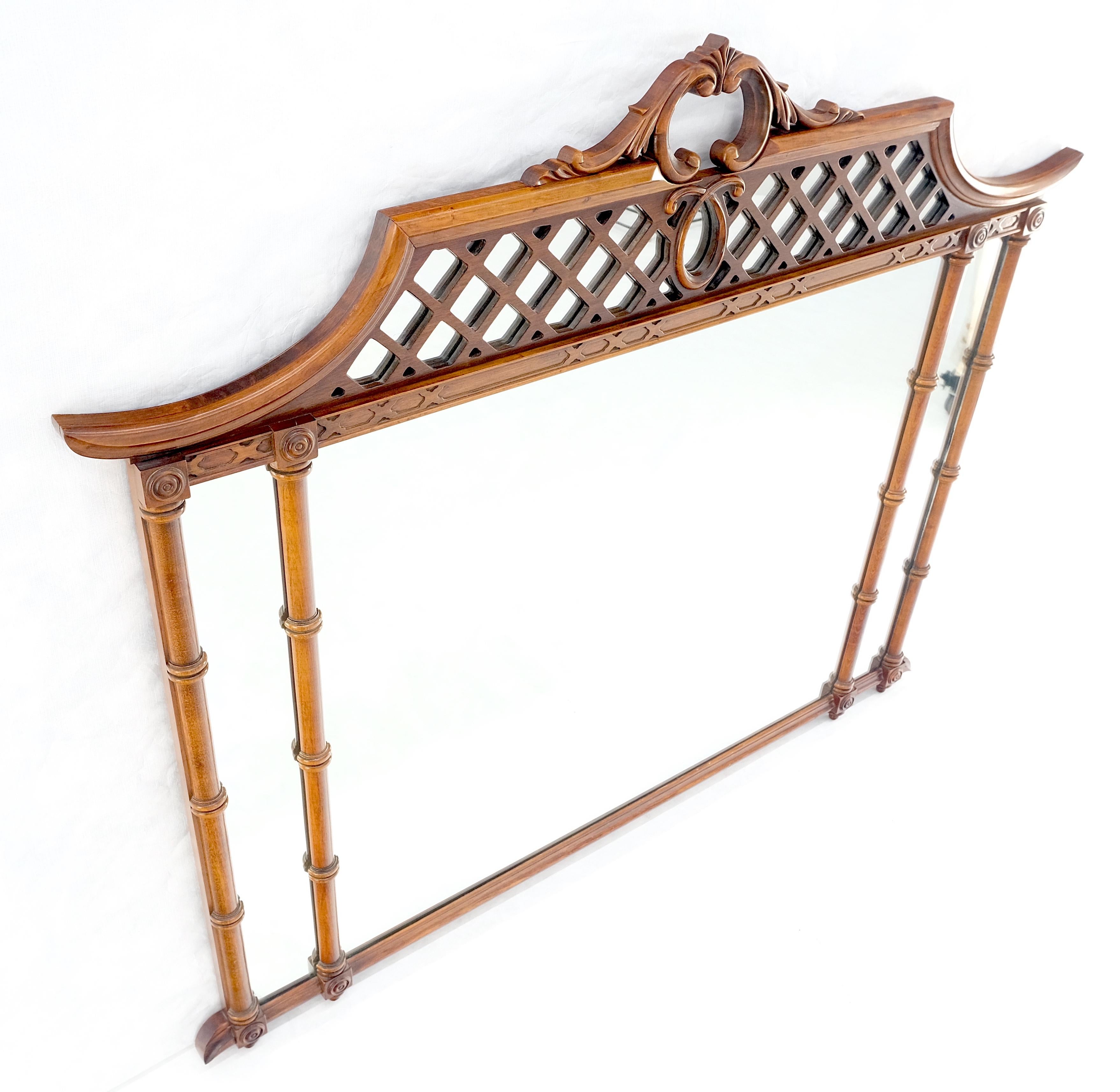 Mahogany Faux Bamboo & Pagoda Theme Rectangle Wall Mirror MINT! 5