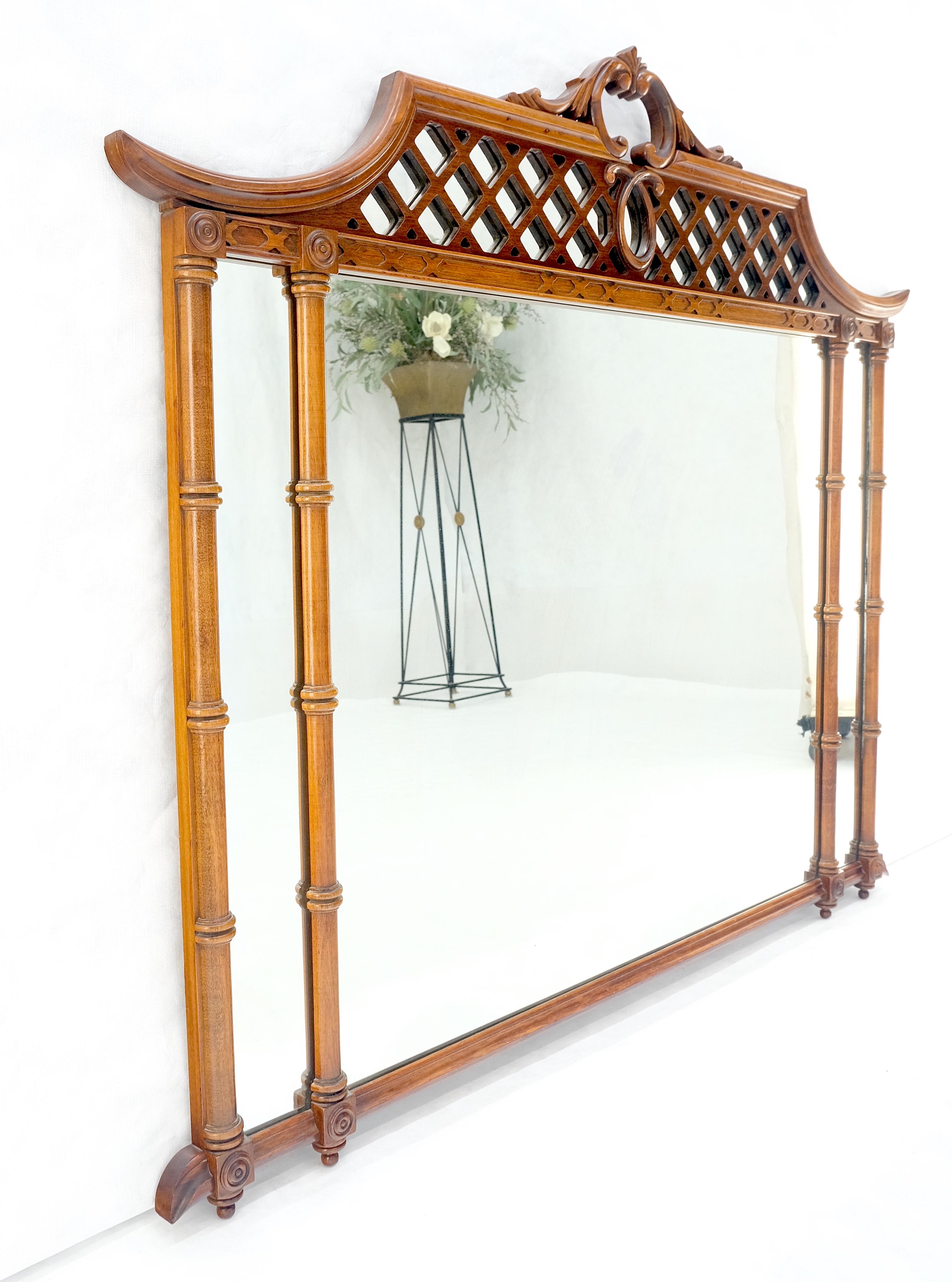 Mahogany Faux Bamboo & Pagoda Theme Rectangle Wall Mirror MINT! 6