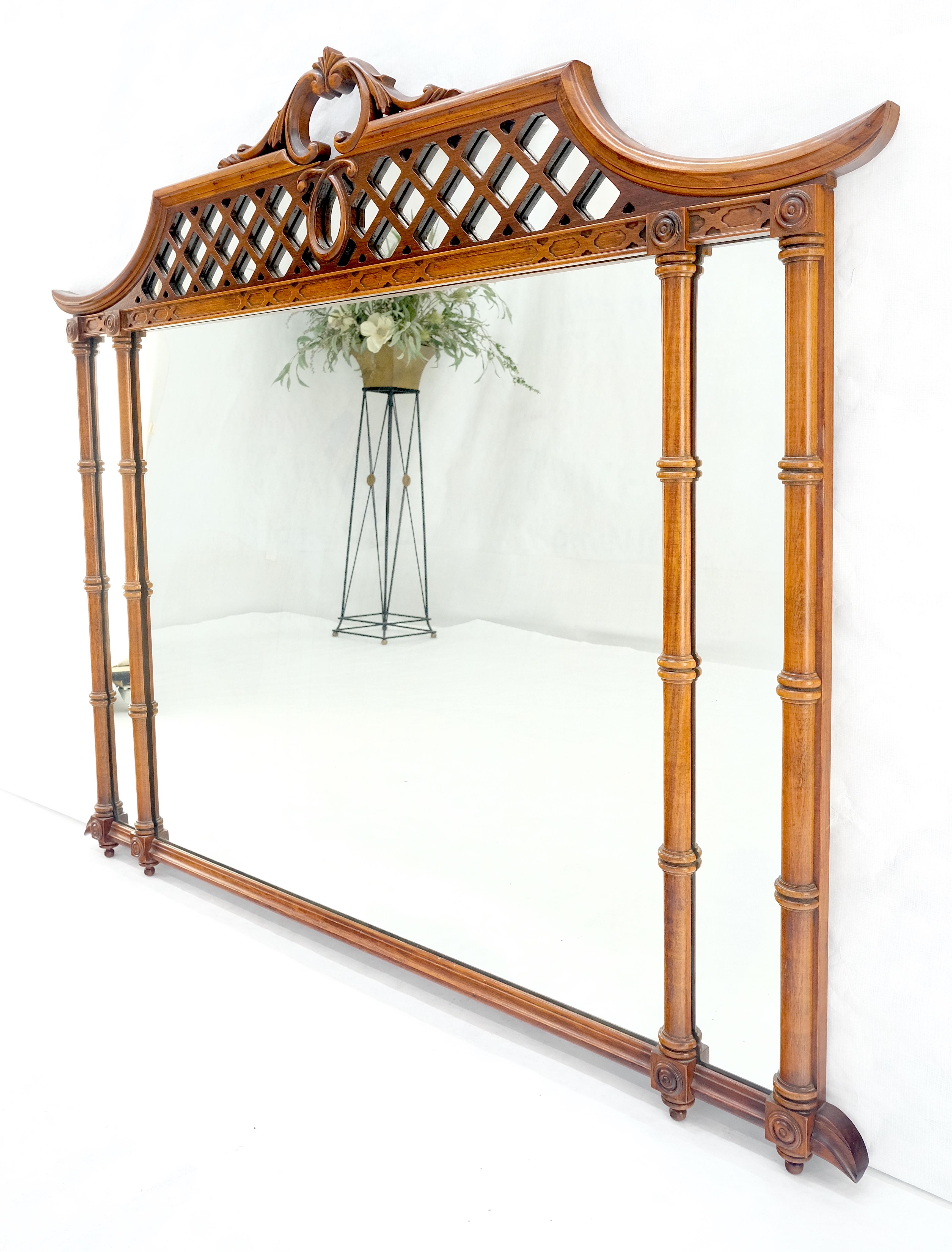 Mahogany Faux Bamboo & Pagoda Theme Rectangle Wall Mirror MINT! 8