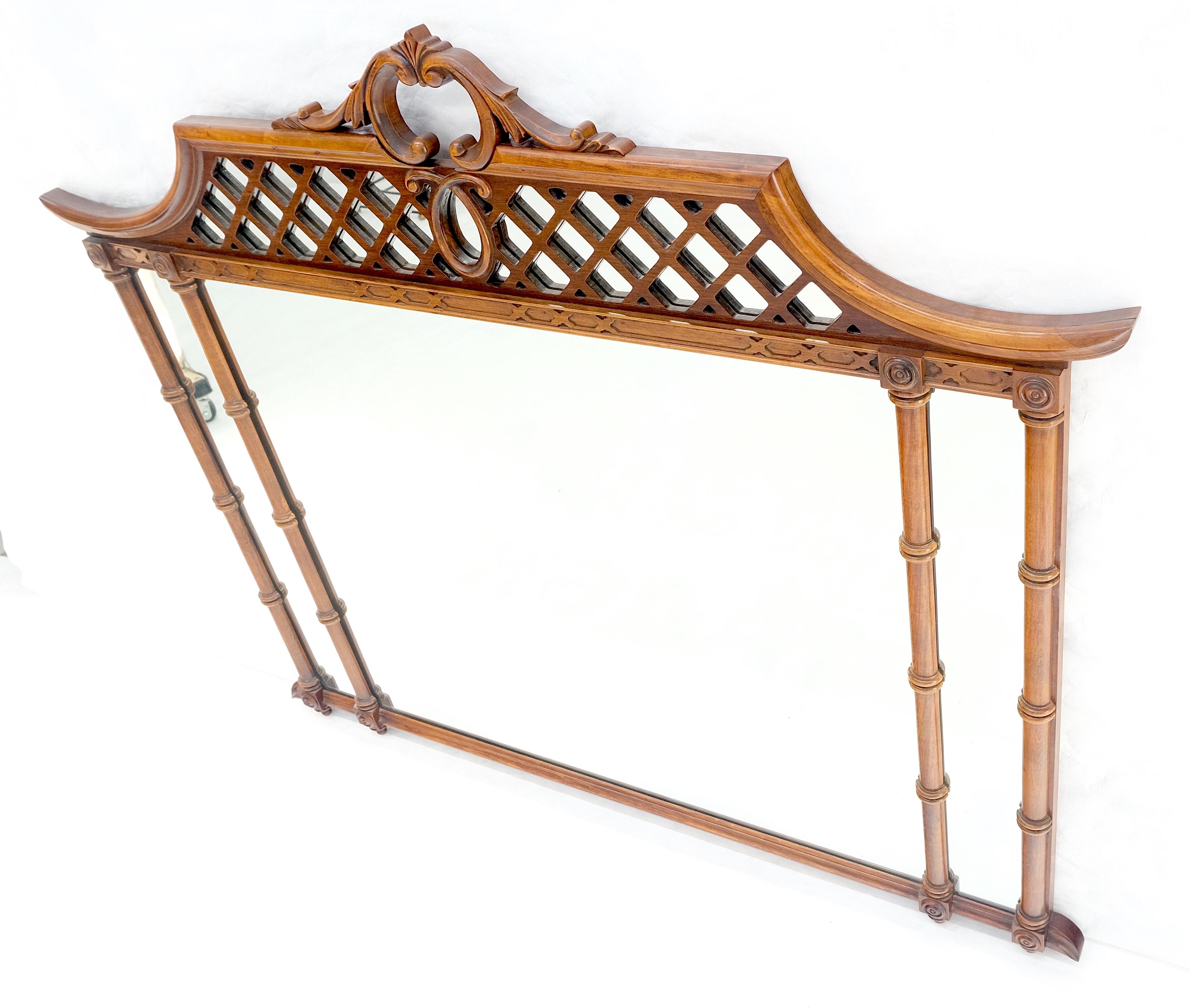 Mahogany Faux Bamboo & Pagoda Theme Rectangle Wall Mirror MINT! 9
