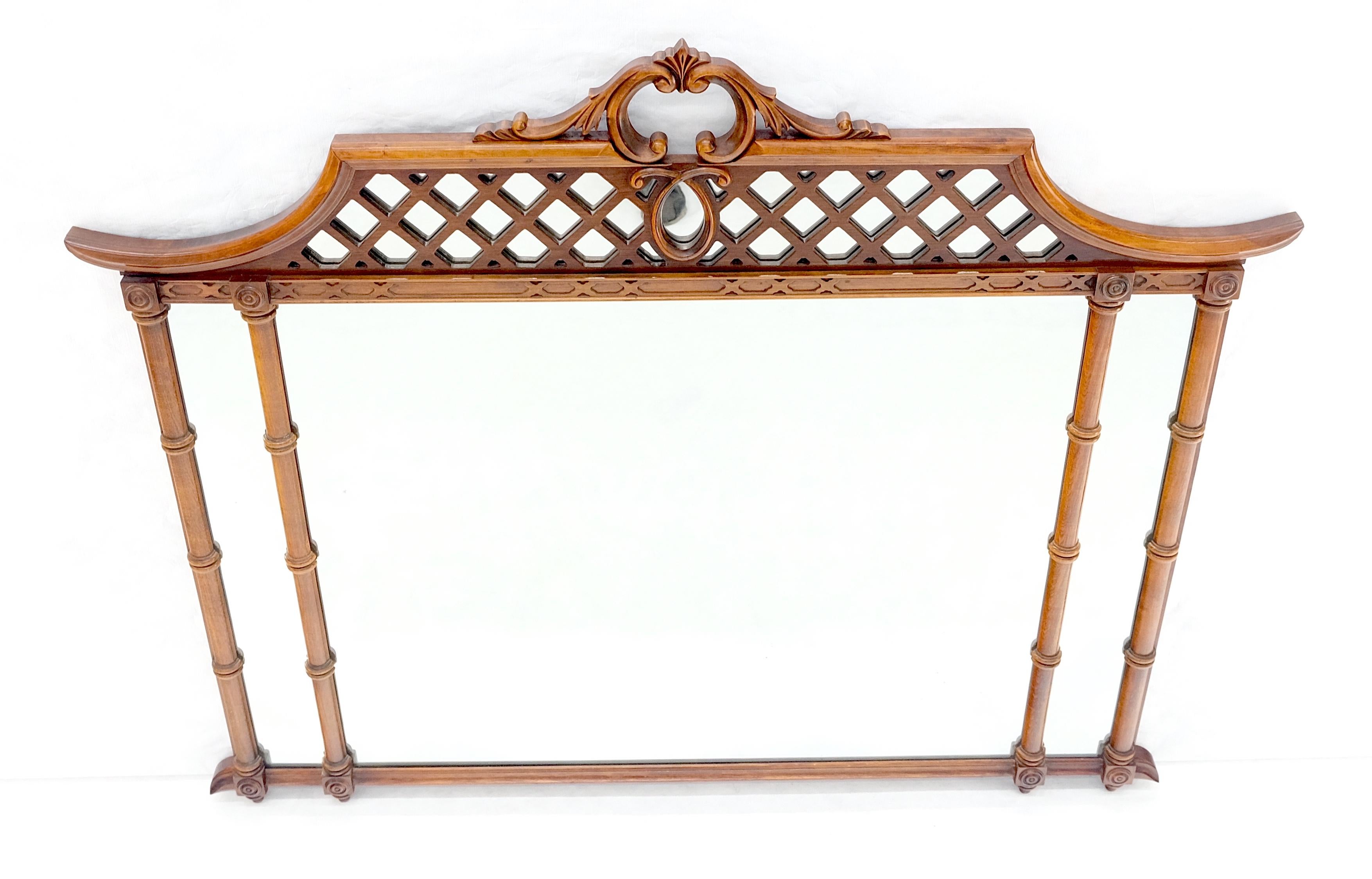 Mahogany Faux Bamboo & Pagoda Theme Rectangle Wall Mirror MINT! 10