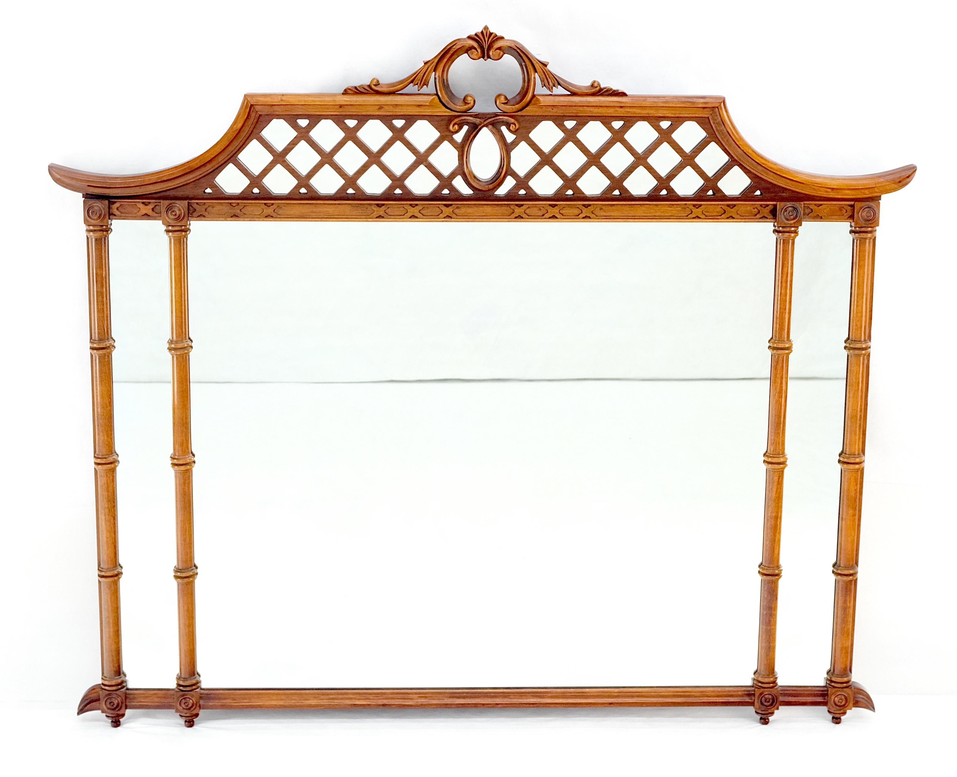 Mahogany Faux Bamboo & Pagoda Theme Rectangle Wall Mirror MINT! 2