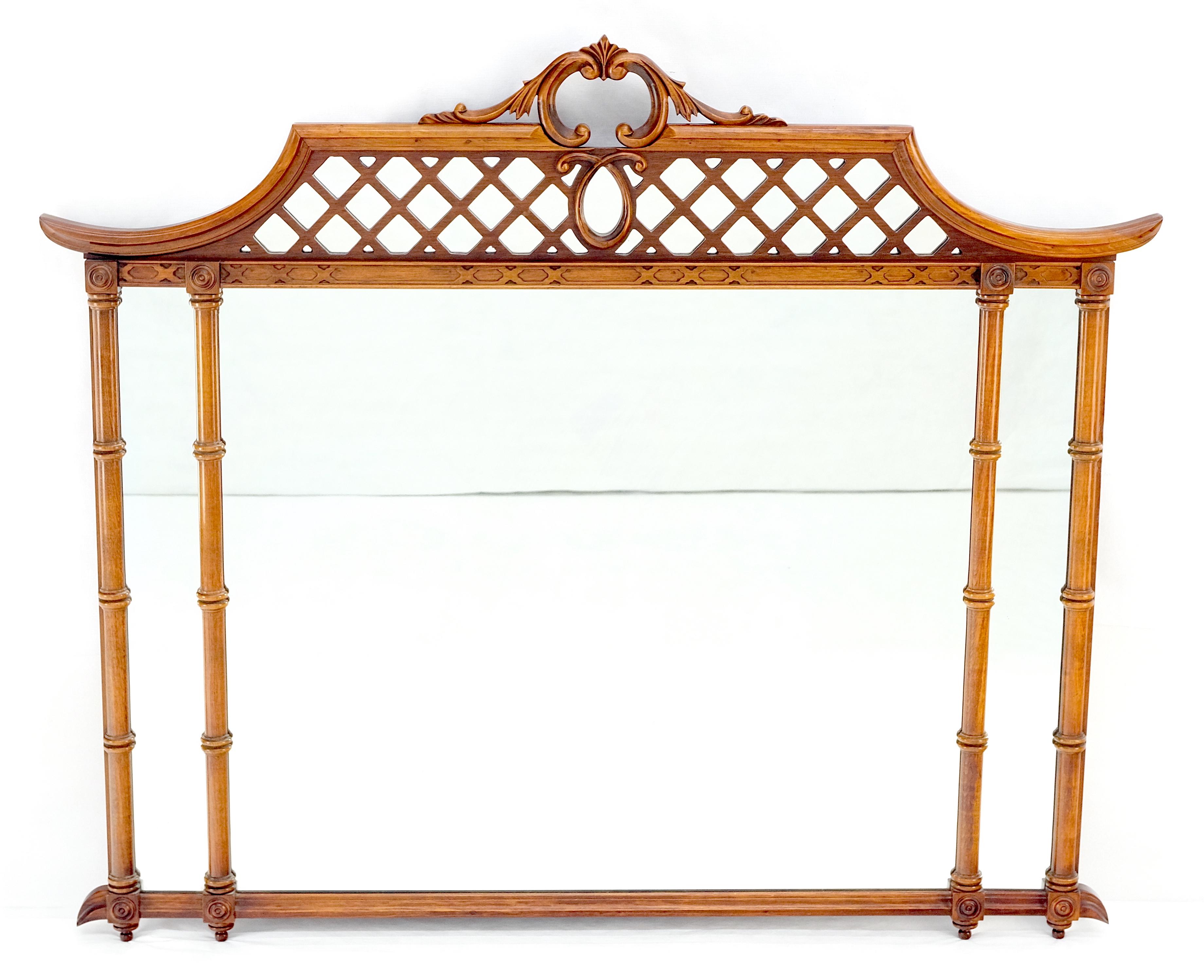 Mahogany Faux Bamboo & Pagoda Theme Rectangle Wall Mirror MINT! 3