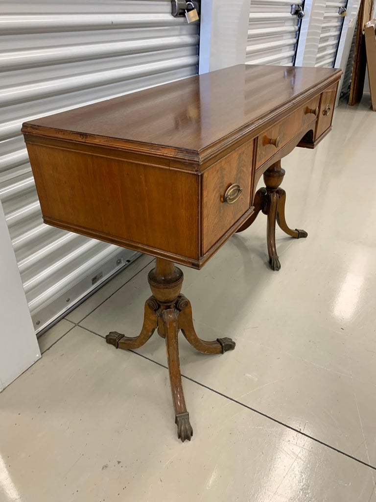 Mahogany Federal Double Pedestal Console Table Desk at 1stDibs
