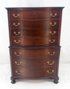 Mahogany Federal Style Crotch Mahogany Brass Pulls 7 Drawers High Chest Dresser