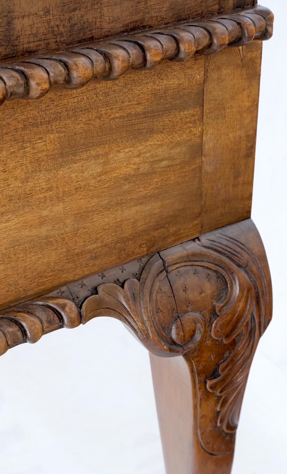 Mahogany Finely Carved Ball & Claw Console Writing Table Desk Two Drawers Rope  For Sale 2
