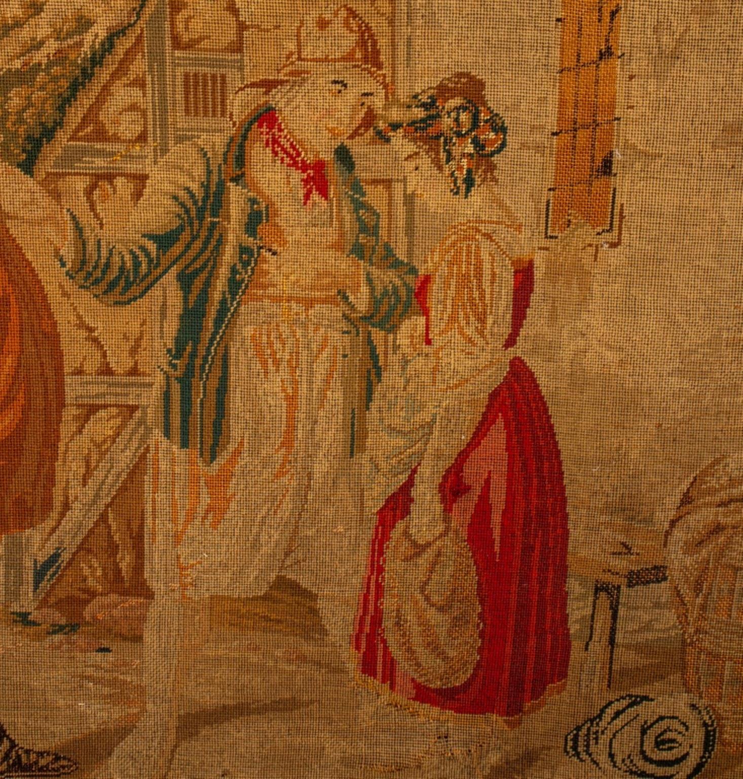 Néoclassique Pare-étincelles en acajou avec tapisserie 19ème siècle en vente