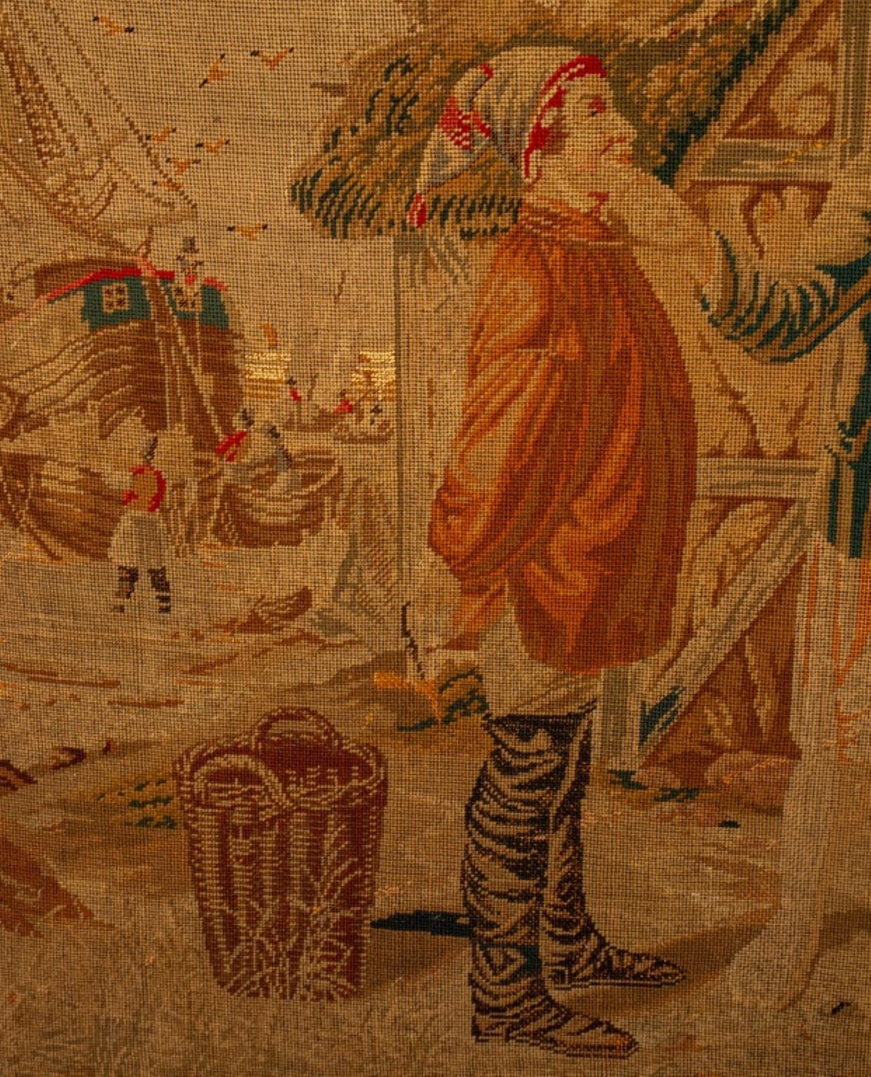 Pare-étincelles en acajou avec tapisserie 19ème siècle Bon état - En vente à New York, NY