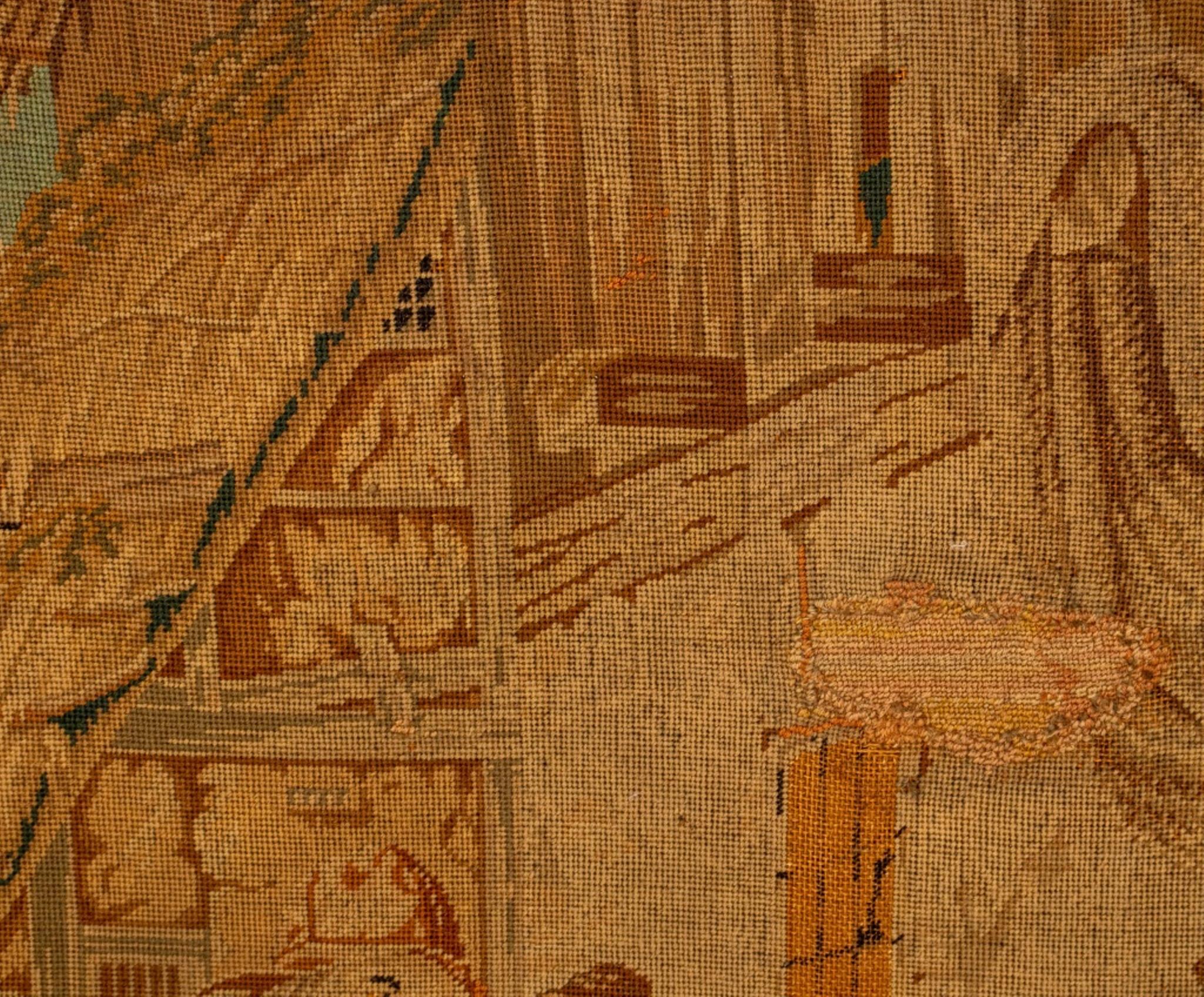 Bois Pare-étincelles en acajou avec tapisserie 19ème siècle en vente