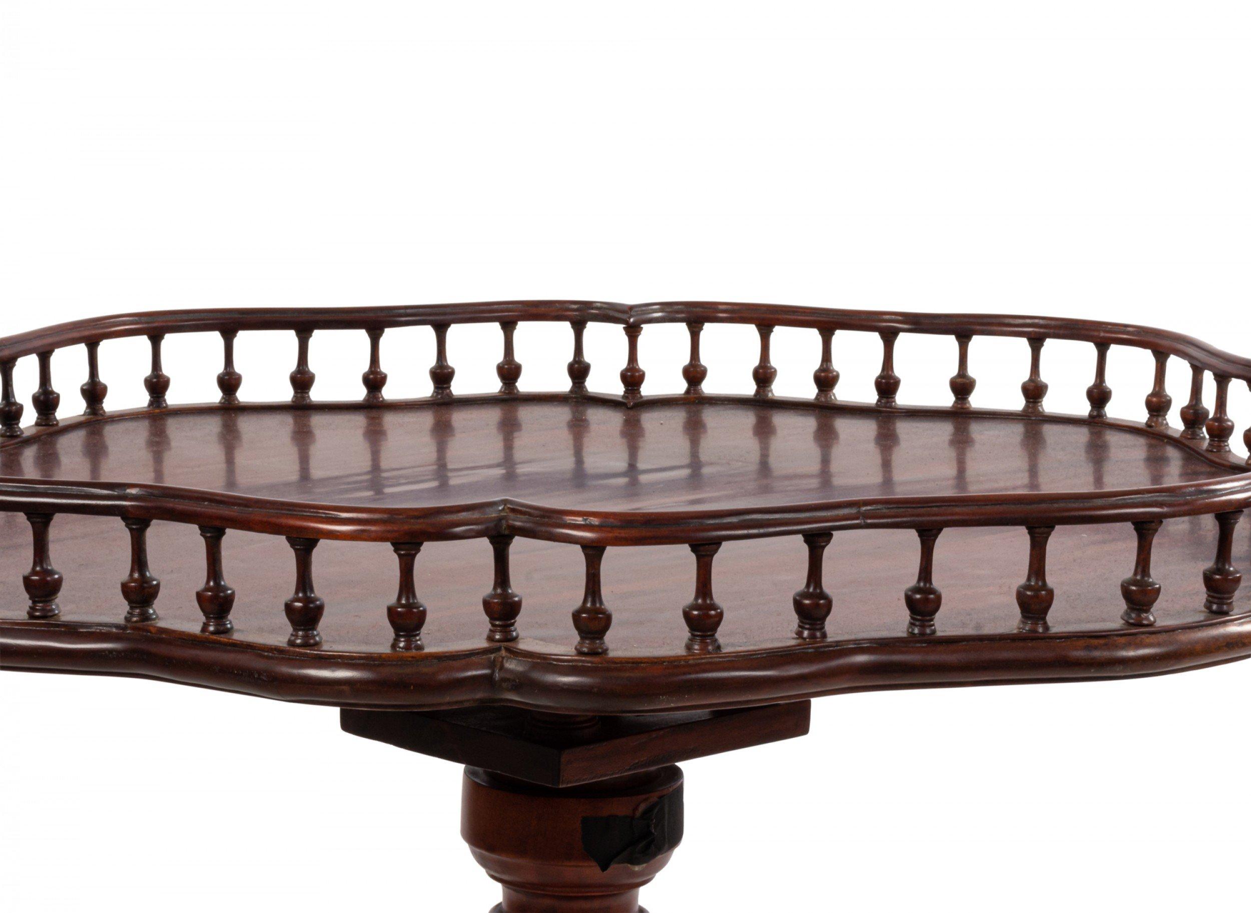 English Mahogany Flip Top Side Tables with Gallery For Sale