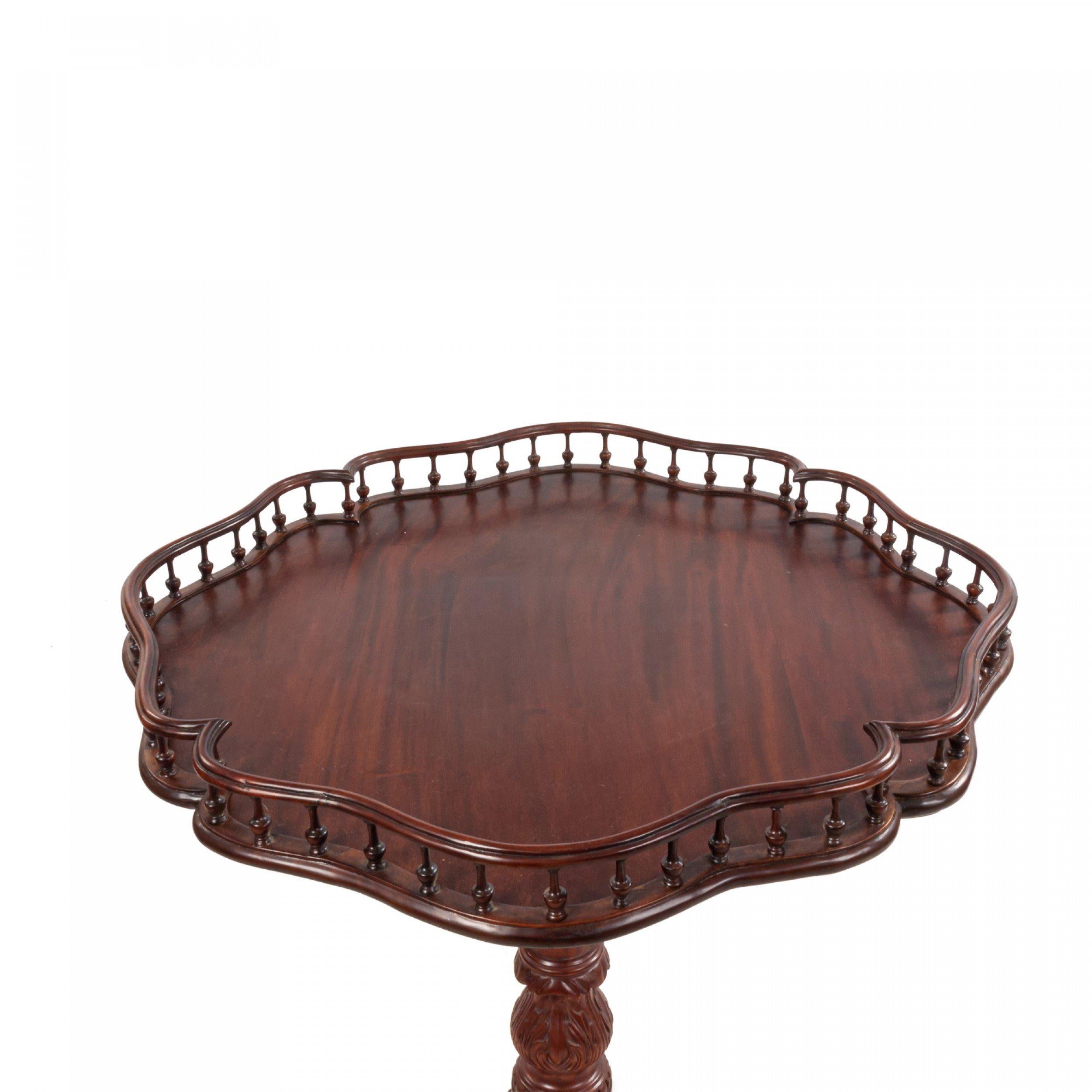Mahogany Flip Top Side Tables with Gallery In Good Condition For Sale In New York, NY